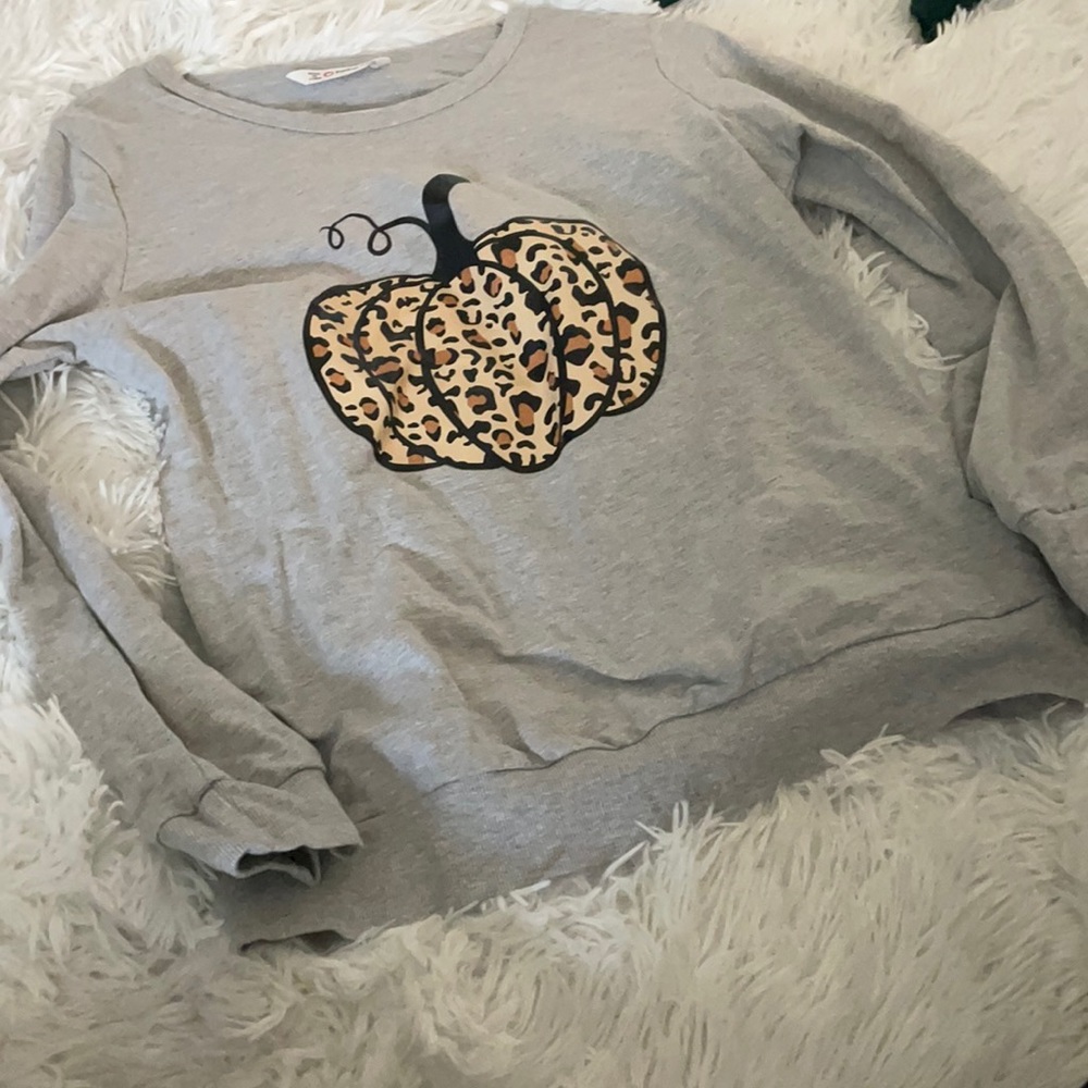 B17 New Womens Pumpkin 🎃 autumn Theme Animal Print Sweatshirt Size Xs/Small